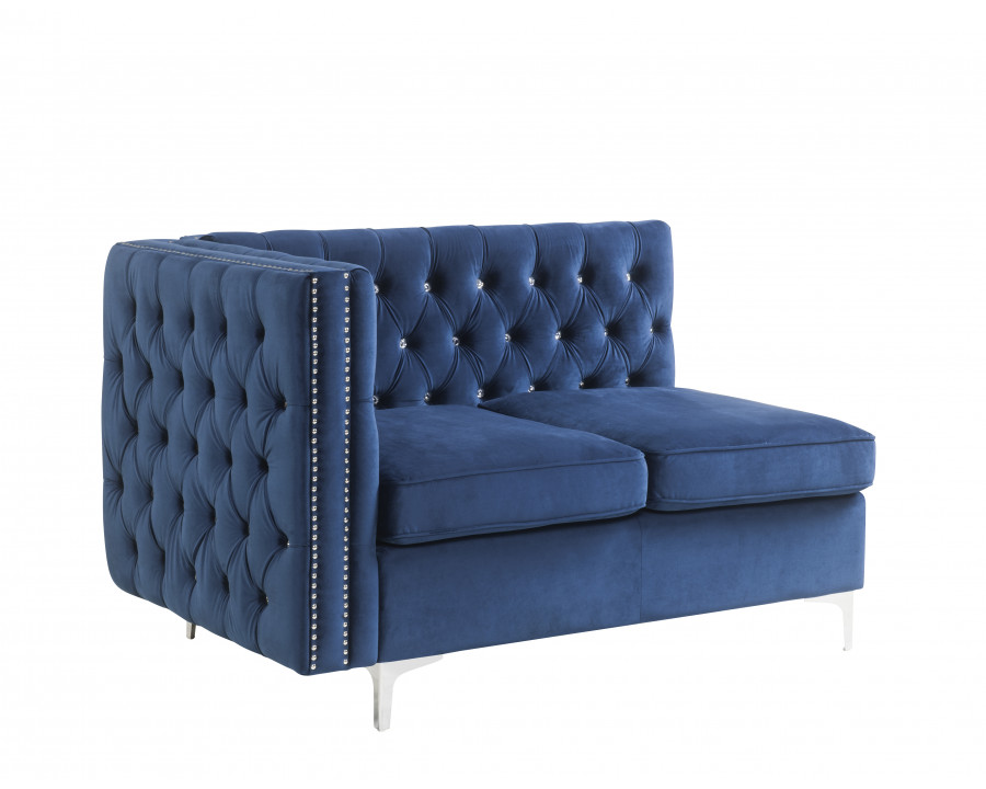 ACME Jaszira Modular Armless Loveseat with 2 Pillows - Blue Velvet