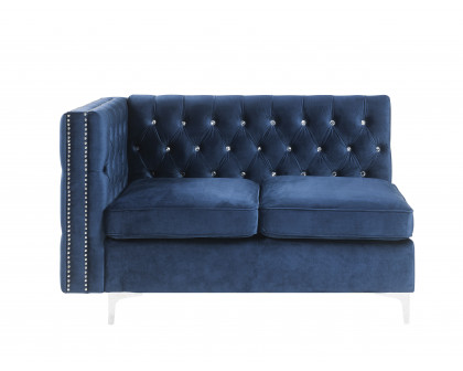 ACME Jaszira Modular Armless Loveseat with 2 Pillows - Blue Velvet