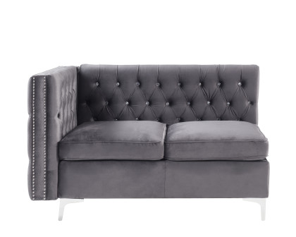 ACME Jaszira Modular Armless Loveseat with 2 Pillows - Gray Velvet