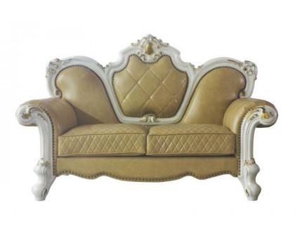 ACME - Picardy Loveseat with 3 Pillows in Butterscotch/Antique Pearl