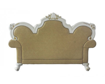 ACME - Picardy Loveseat with 3 Pillows in Butterscotch/Antique Pearl