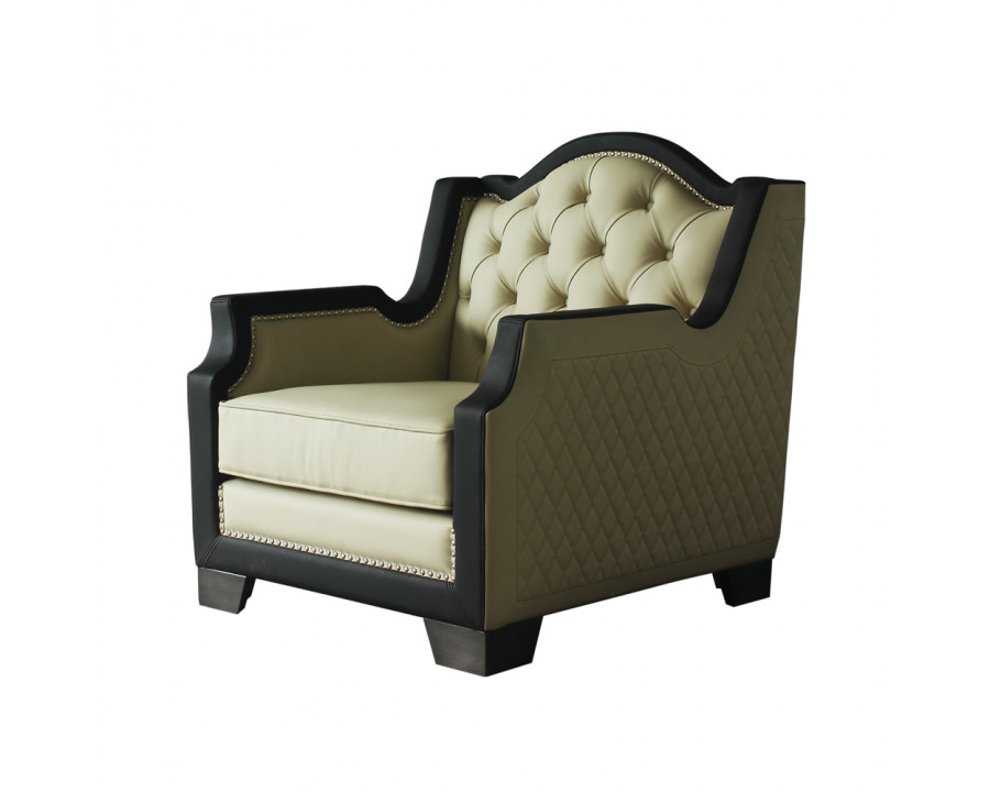 ACME - House Beatrice Chair with Pillow in Beige /Black/Charcoal