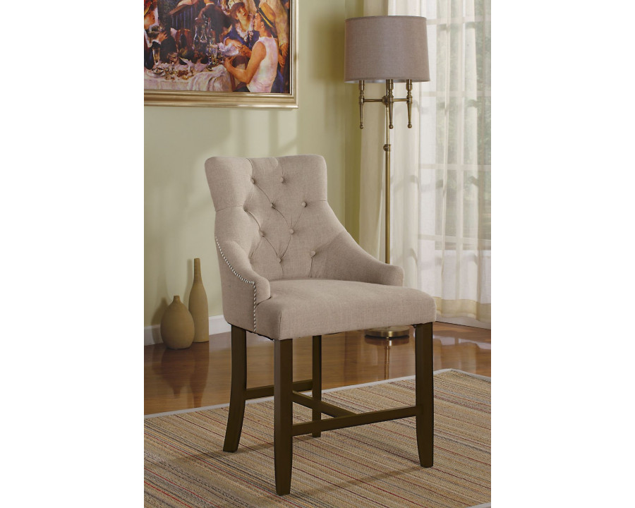 ACME - Drogo Counter Height Chair (2Pc) in Cream Walnut