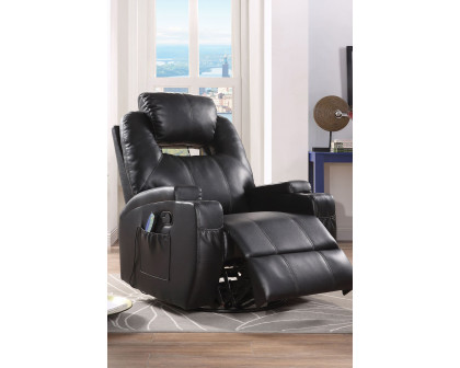 ACME Waterlily Bonded Leather Match Swivel Rocker Recliner - Black