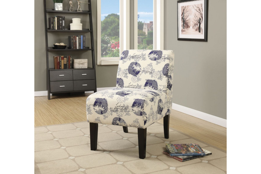 ACME™ Ollano Accent Chair - Pattern (Dark Blue Fish)