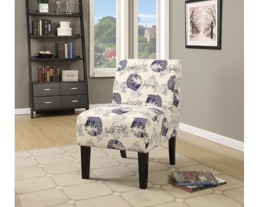 ACME - Ollano Accent Chair in Pattern (Dark Blue Fish)