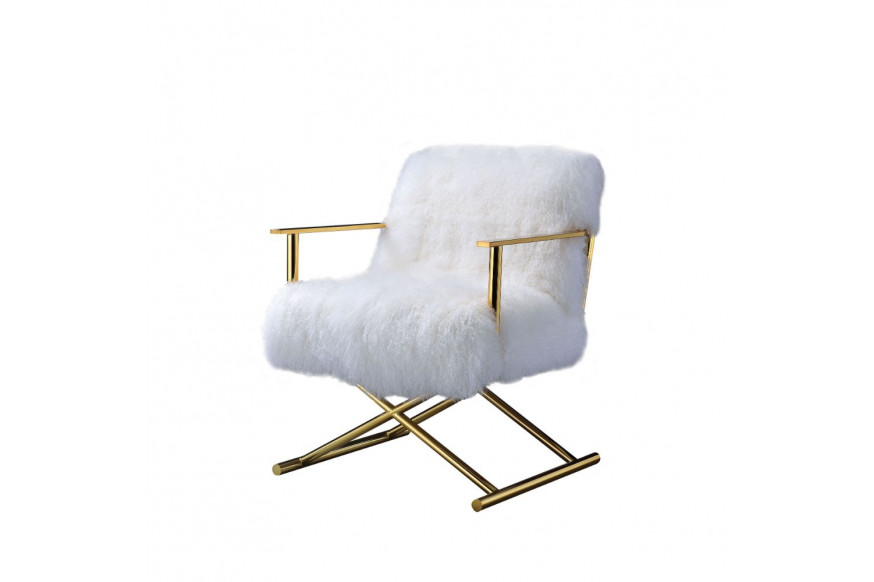 ACME™ Bagley Accent Chair - Wool/Gold Brass