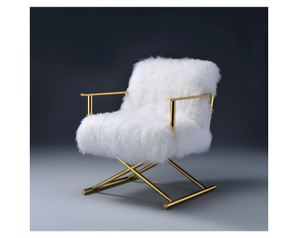 ACME™ Bagley Accent Chair - Wool/Gold Brass