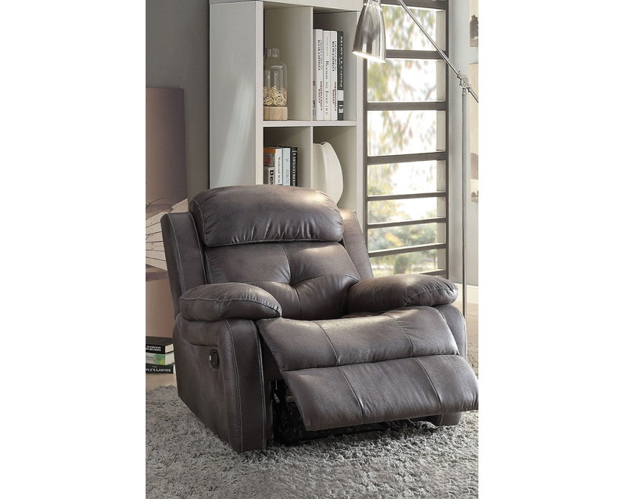 ACME - Ashe Motion Recliner in Gray Polished Microfiber