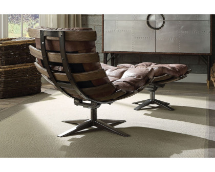 ACME - Gandy Leather Chair with Ottoman