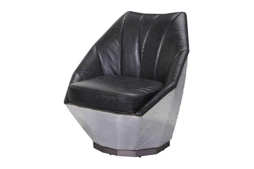 ACME™ Brancaster Accent Chair - Distress Espresso/Aluminum