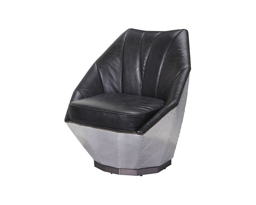 ACME - Brancaster Accent Chair in Distress Espresso/Aluminum