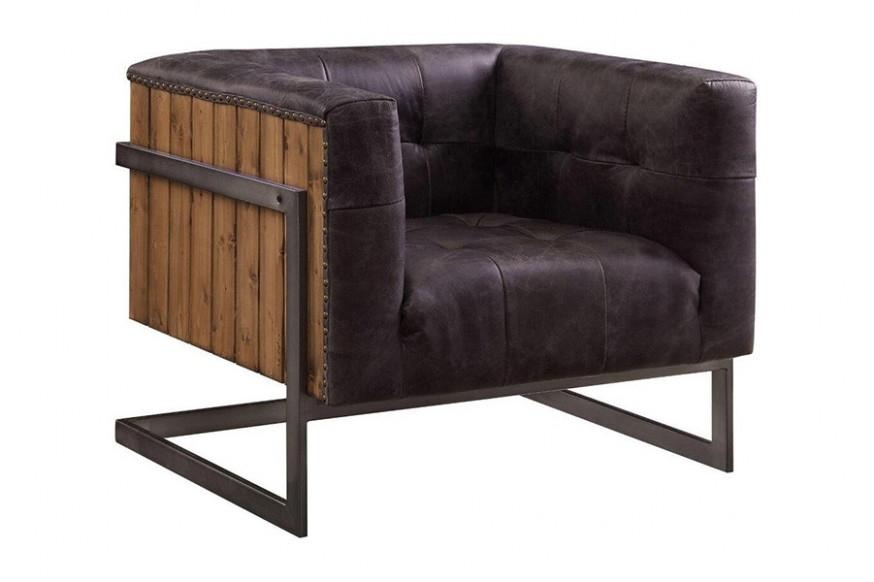 ACME™ Sagat Accent Chair - Antique Ebony/Rustic Oak