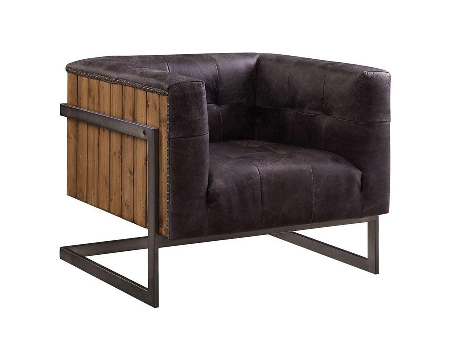 ACME - Sagat Accent Chair in Antique Ebony/Rustic Oak