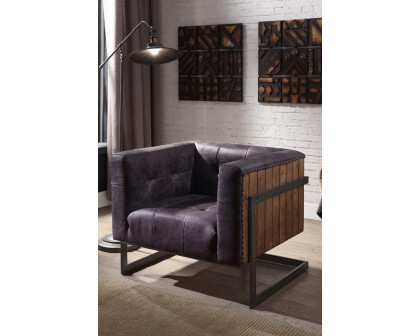 ACME™ Sagat Accent Chair - Antique Ebony/Rustic Oak