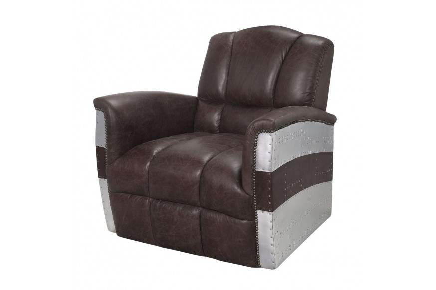 ACME™ Brancaster Accent Chair - Retro Brown/Aluminum