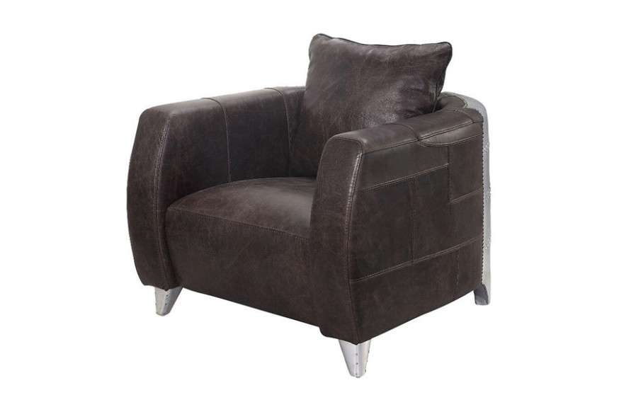 ACME™ Kalona Accent Chair - Distress Chocolate/Aluminum