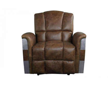 ACME - Brancaster Power Motion Recliner in Retro Brown/Aluminum