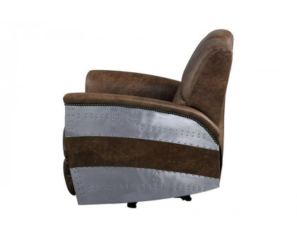 ACME - Brancaster Power Motion Recliner in Retro Brown/Aluminum