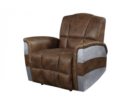 ACME - Brancaster Power Motion Recliner in Retro Brown/Aluminum