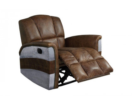 ACME - Brancaster Power Motion Recliner in Retro Brown/Aluminum