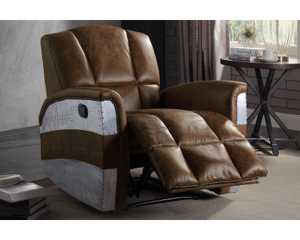 ACME - Brancaster Power Motion Recliner in Retro Brown/Aluminum