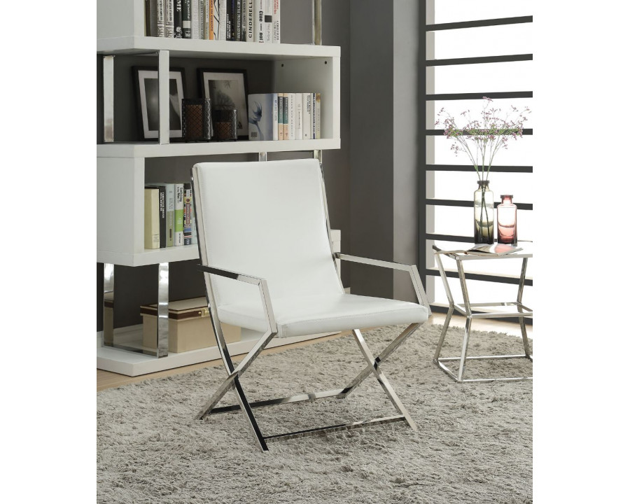 ACME - Rafael Accent Chair in White/Stainless Steel (59775)