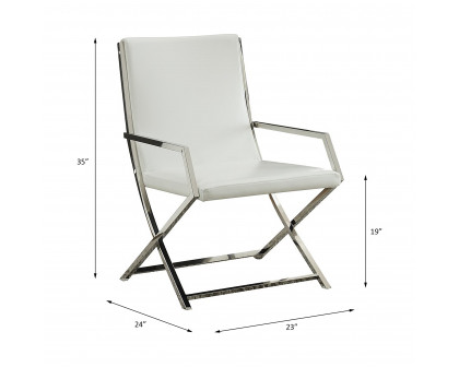 ACME™ Rafael Accent Chair - White/Stainless Steel (59775)