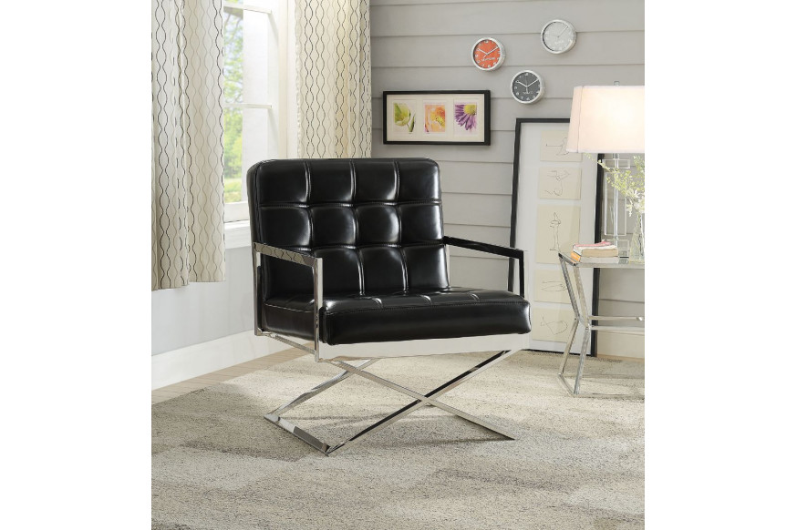 ACME™ Rafael Accent Chair - Black/Stainless Steel