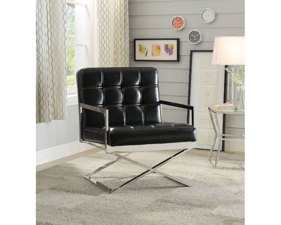 ACME - Rafael Accent Chair in Black/Stainless Steel