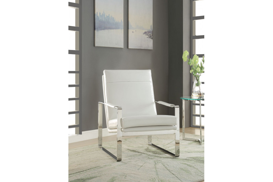 ACME™ Rafael Accent Chair - White/Stainless Steel (59782)