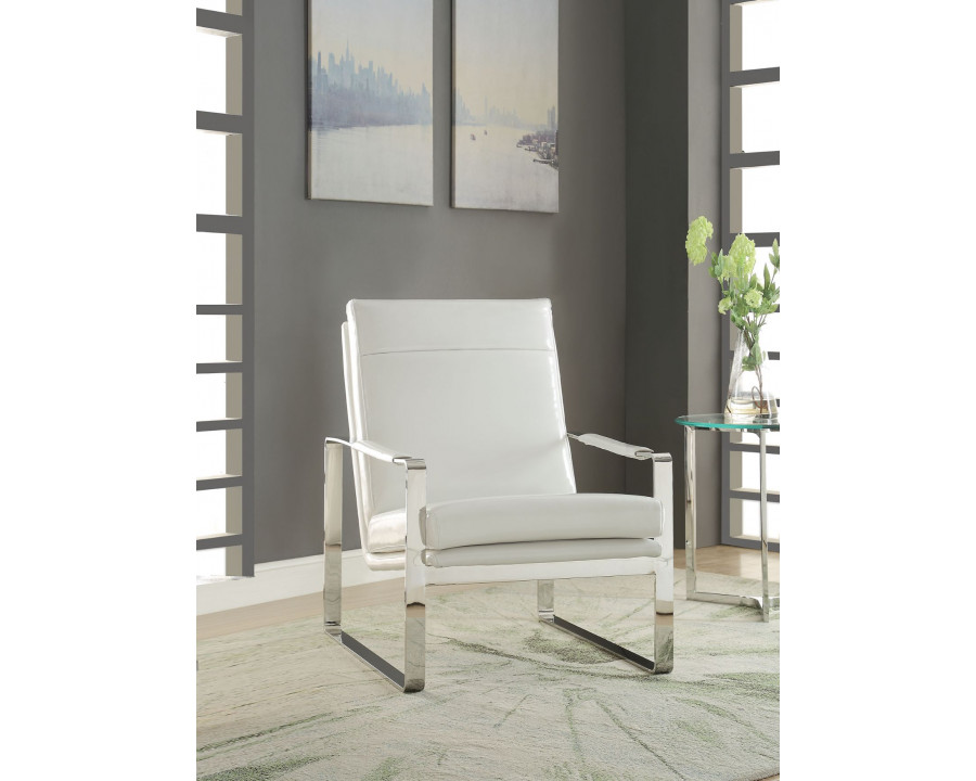 ACME - Rafael Accent Chair in White/Stainless Steel (59782)