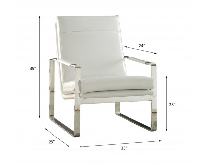 ACME™ Rafael Accent Chair - White/Stainless Steel (59782)