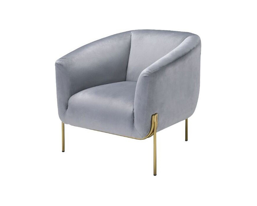 ACME Carlson Accent Chair - Gray Velvet and Gold