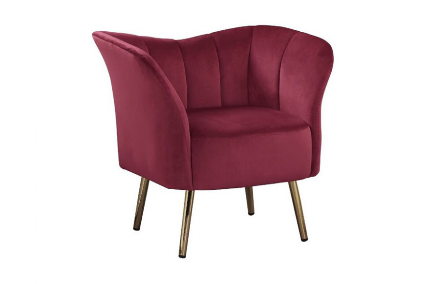 ACME™ Reese Accent Chair - Burgundy Velvet and Gold