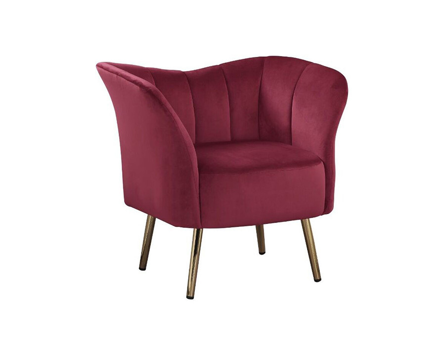 ACME Reese Accent Chair - Burgundy Velvet and Gold