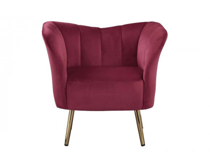 ACME™ Reese Accent Chair - Burgundy Velvet and Gold