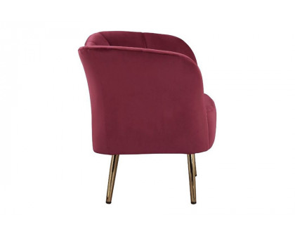 ACME™ Reese Accent Chair - Burgundy Velvet and Gold