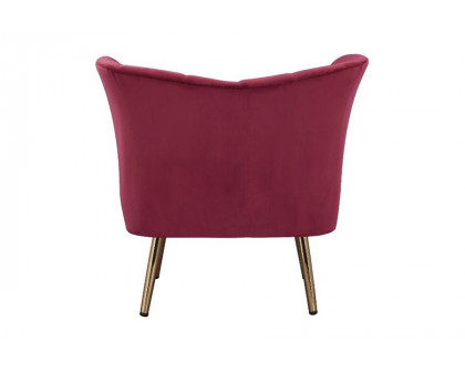 ACME™ Reese Accent Chair - Burgundy Velvet and Gold