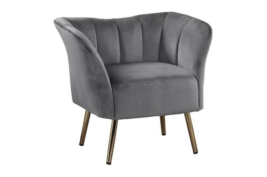 ACME™ Reese Accent Chair - Gray Velvet and Gold