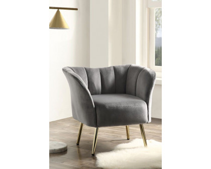 ACME™ Reese Accent Chair - Gray Velvet and Gold