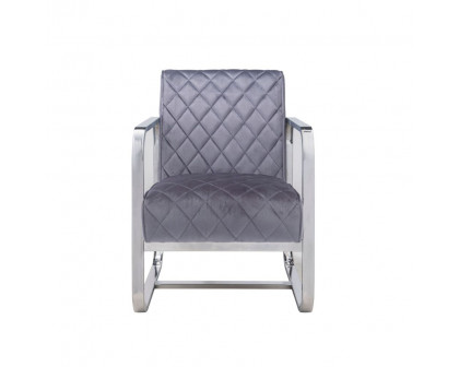 ACME™ Tasmine Accent Chair - Gray Velvet/Chrome