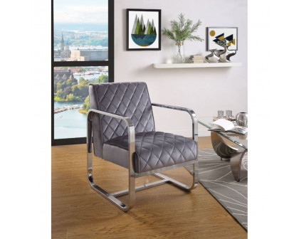 ACME™ Tasmine Accent Chair - Gray Velvet/Chrome