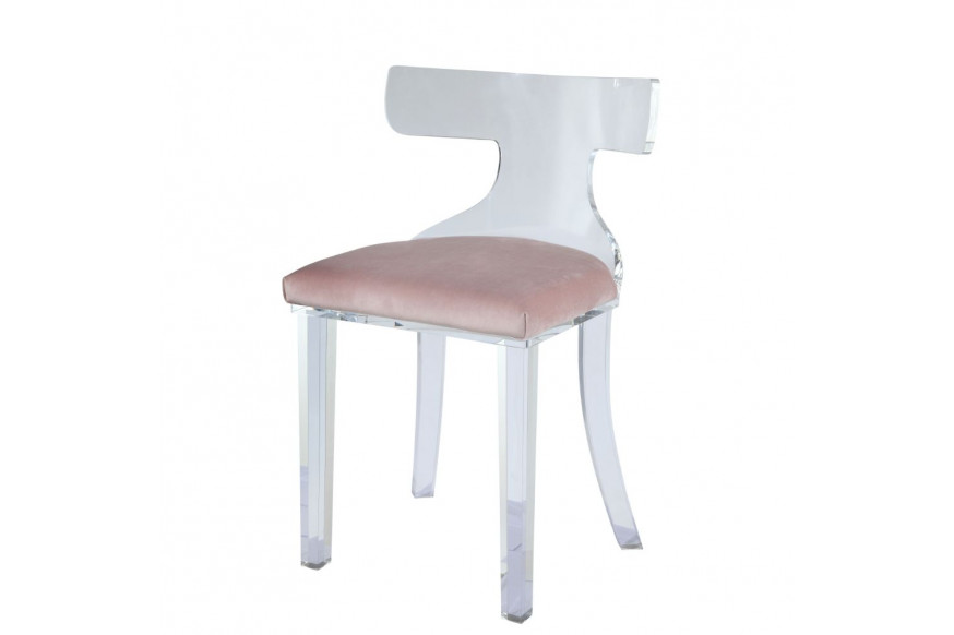 ACME™ Bradley Accent Chair - Light Pink Velvet/Clear Acrylic