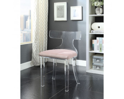 ACME™ Bradley Accent Chair - Light Pink Velvet/Clear Acrylic