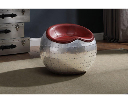 ACME Brancaster Ottoman - Antique Red Top Grain Leather