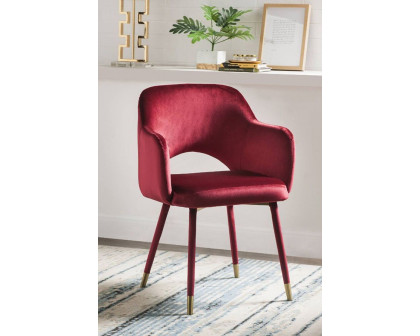 ACME Applewood Accent Chair - Bordeaux Red Velvet and Gold