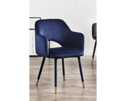 ACME Applewood Accent Chair - Ocean Blue Velvet and Gold