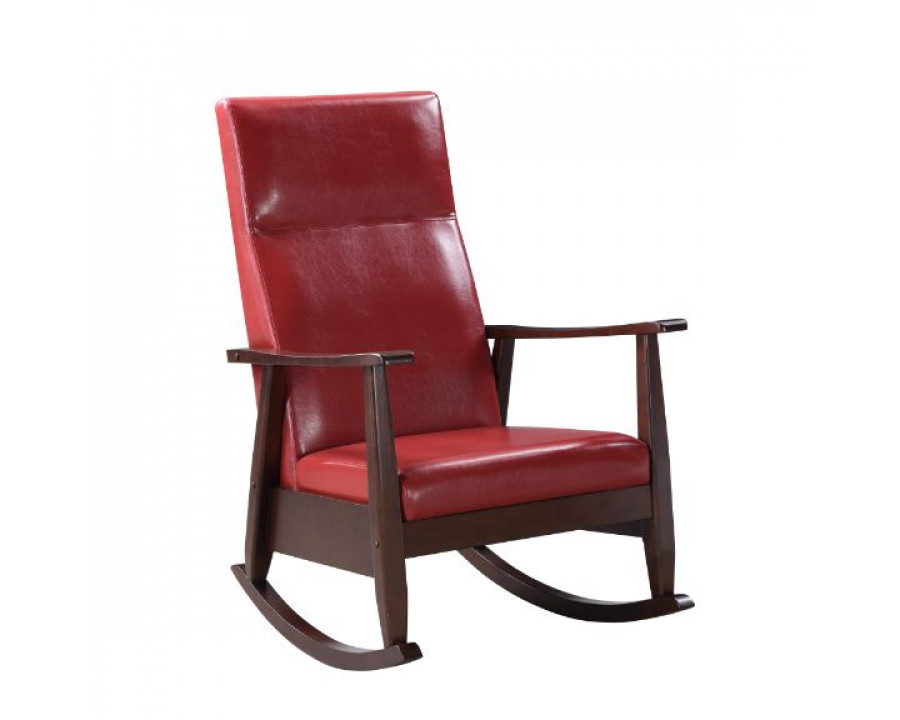 ACME Raina Rocking Chair - Red PU and Espresso Finish