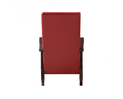 ACME Raina Rocking Chair - Red PU and Espresso Finish